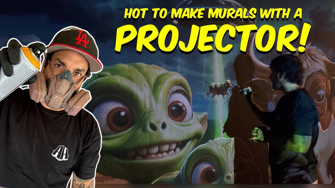 How to transfer (scale up) a mural to a wall or a canvas using a Projector - Method N 6