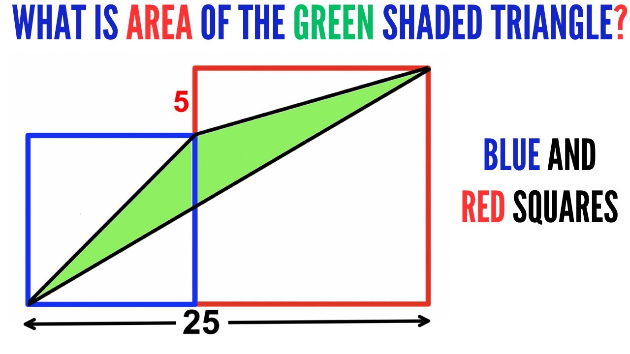 Can you find area of the Green shaded triangle? | (Squares) | #math #maths #geometry