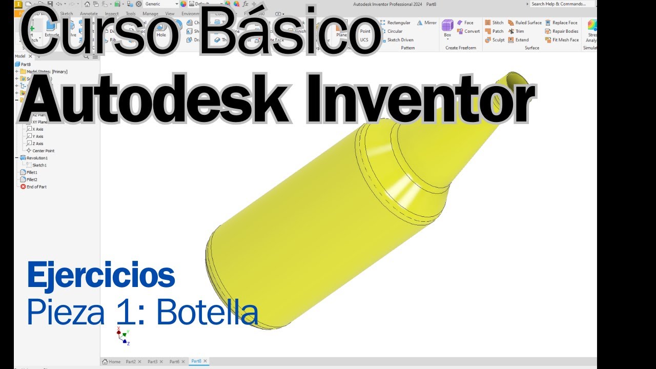Curso Básico Autodesk Inventor. Pieza 01: Botella