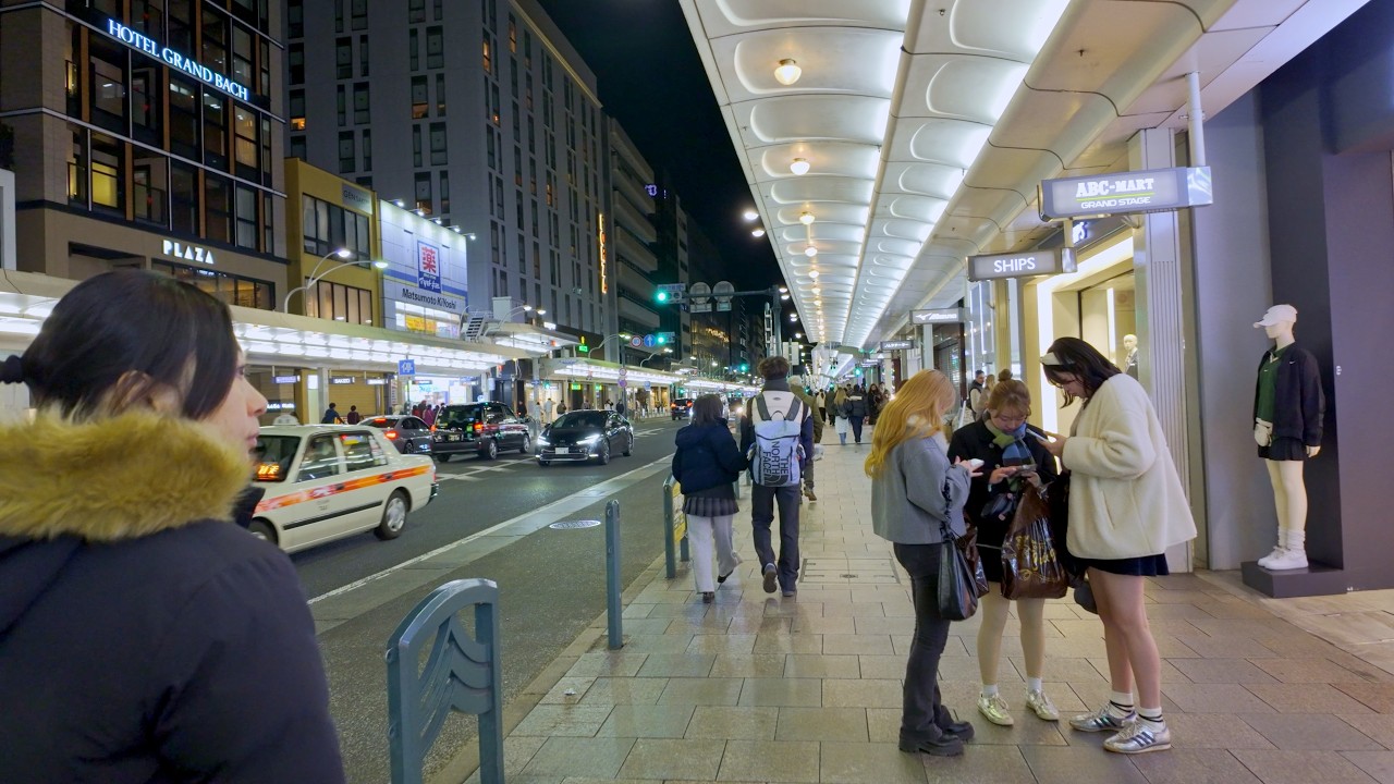 4K Kyoto Night Walk | Shijo-Kawaramachi to Shijo-Nishinotoin: City Lights & Night Vibes