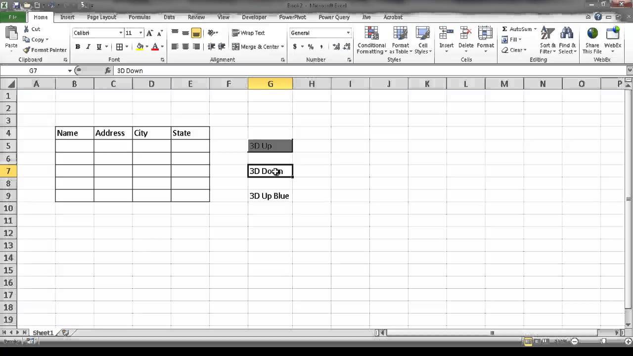 Create a 3D Effect in a Cell