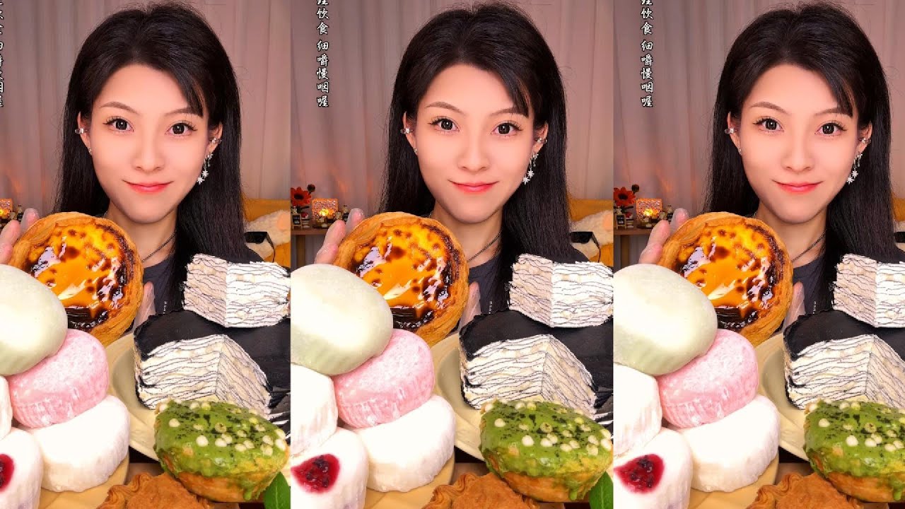 ASMR Colorful Dessert Feast 🍰🍮 | Mochi, Crepe Cake & Egg Tart Sounds