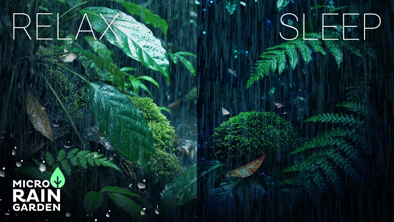 Macro Rain in Lush Forest Floor · Deep Sleep Rain Sounds · Night Jungle White Noise · 10 hours