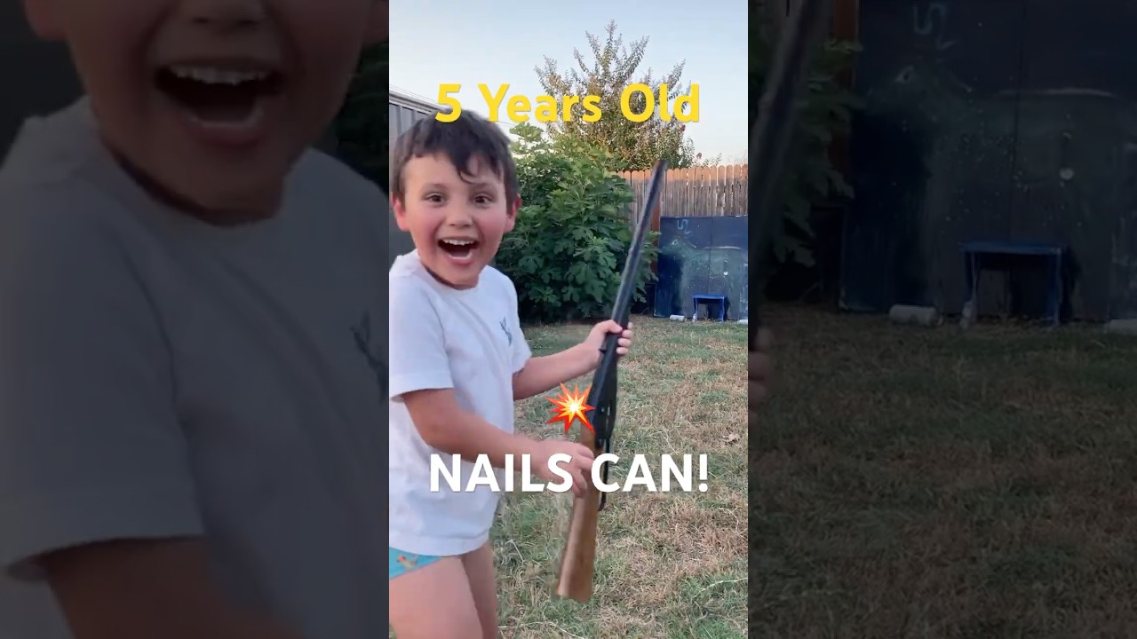 5 Years Old Nails Can! 💥 #outdoors #targetpractice #daisy #bbgun #teachemyoung #target #aim #texas