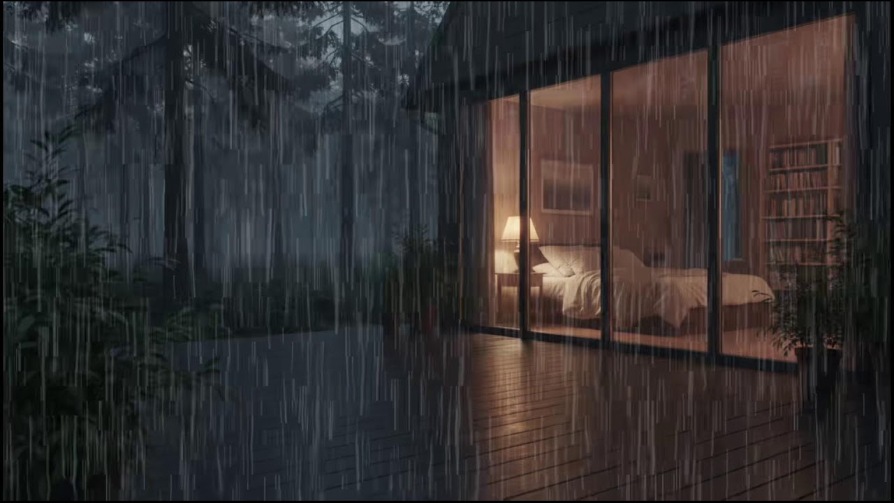 Rainy Night in a Forest Cabin 🌲 | Soft rain ambience with steady rain sounds for deep relaxation