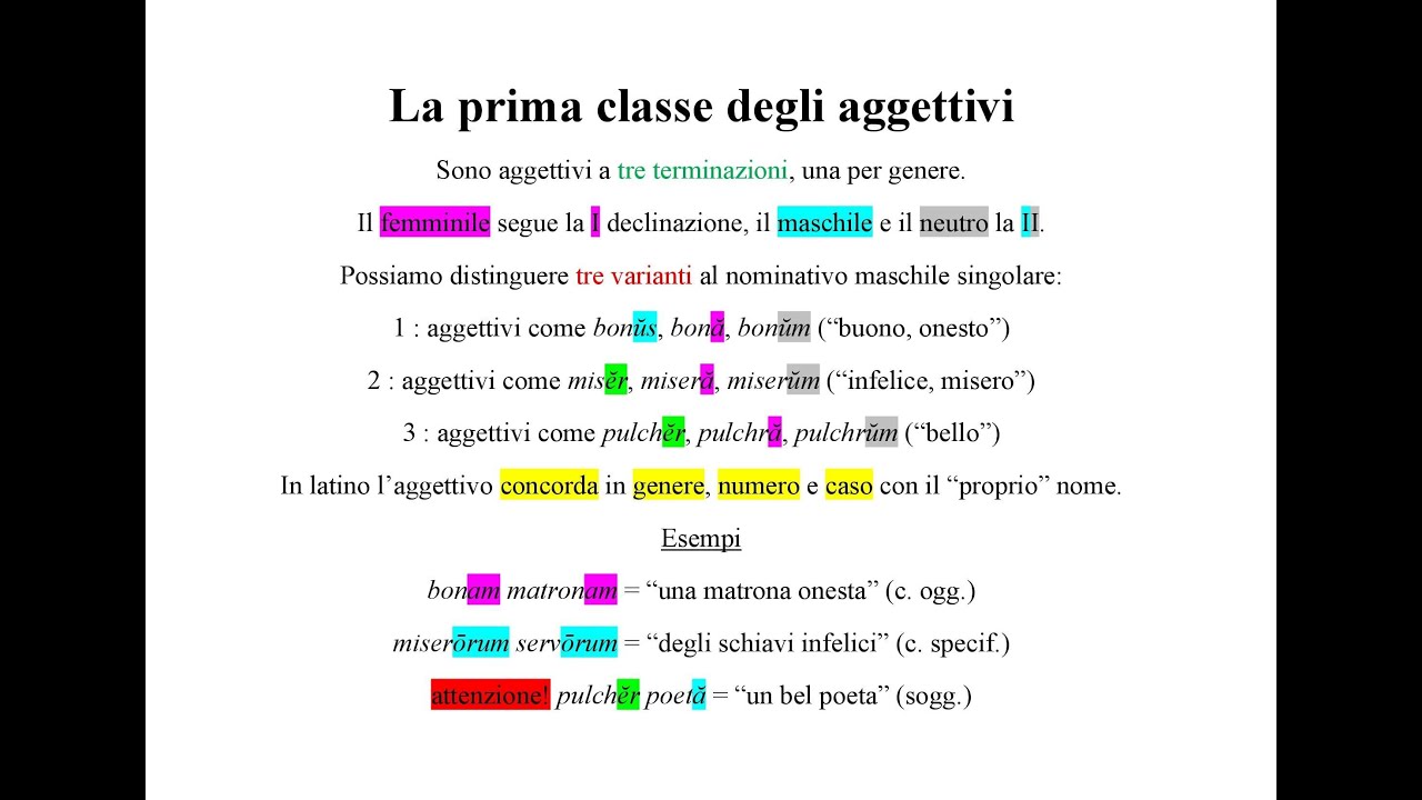 Gli aggettivi della prima classe in latino - L'essenziale in 8 minuti