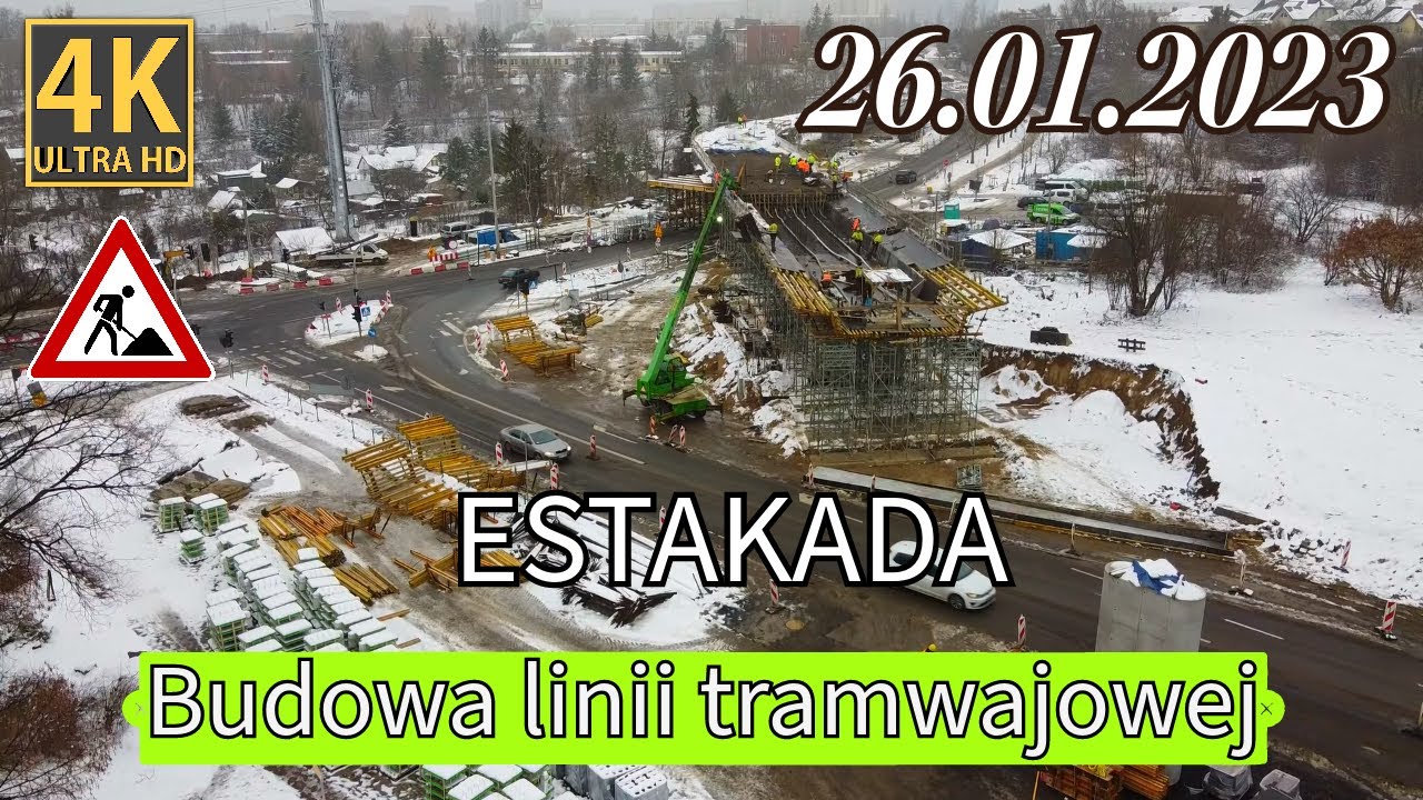Olsztyn - Nagórki : Budowa linii tramwajowej ( widok z drona ) .