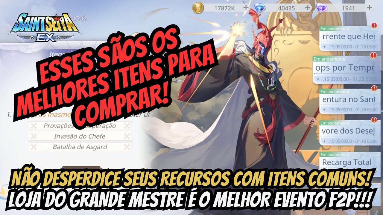 ⭐QUAIS OS MELHORES ITENS PARA COMPRAR NA LOJA DO EVENTO DO GRANDE MESTRE EM SAINT SEIYA EX?!!!⭐