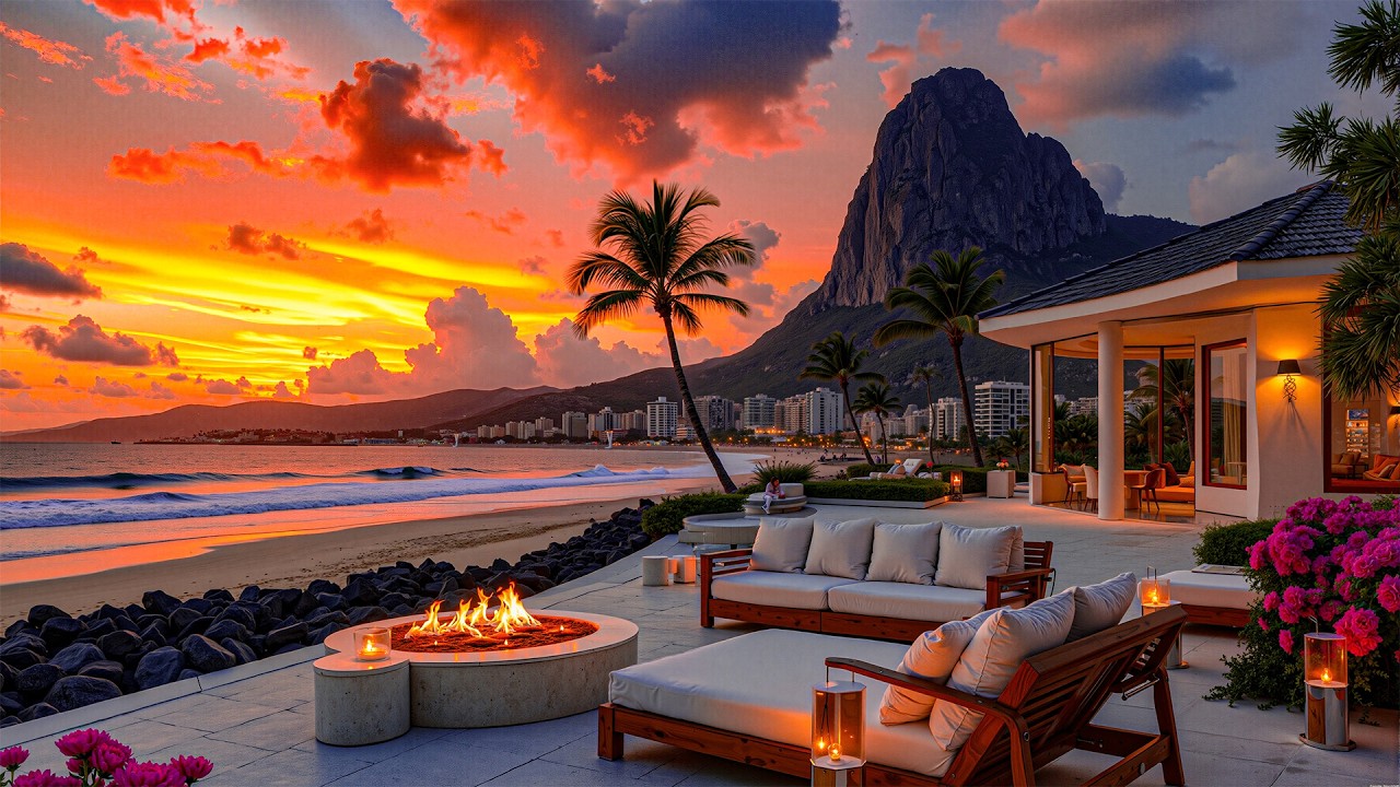 Upbeat Jazz Music On A Luxurious Beachfront Balcony - Smooth Jazz With Gentle Ocean Waves Sound