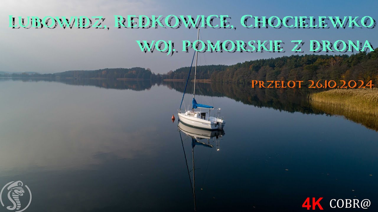 Jezioro Lubowidz, Redkowice, Przystań kajakowa Chocielewko z drona... 26.10.2024