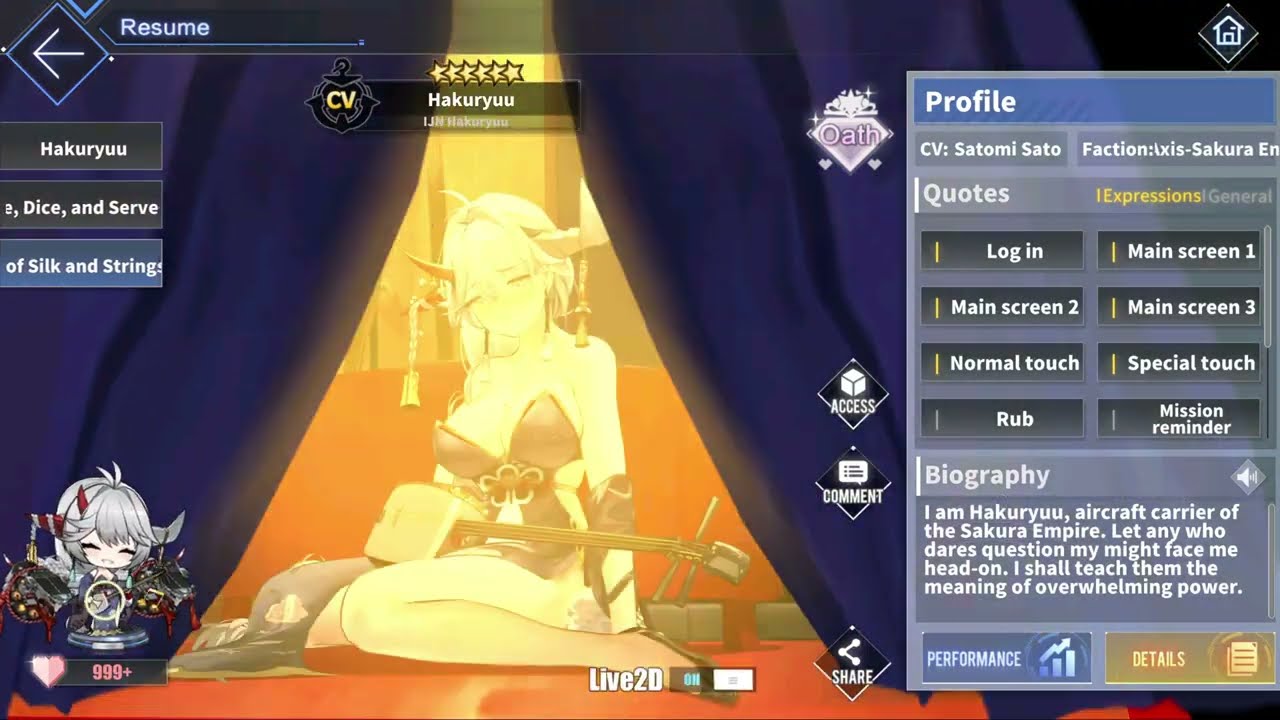 Azur Lane: New IJN Hakuryuu L2D Skin Unique Touch (Flash of Silk and Strings)