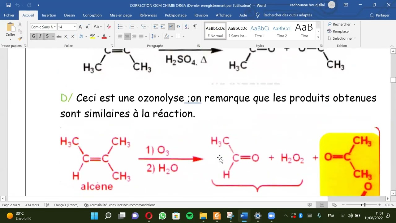 QCM DIRIGES UE1 CHIMIE ORGANIQUE BY LAMIS AOUT 2022