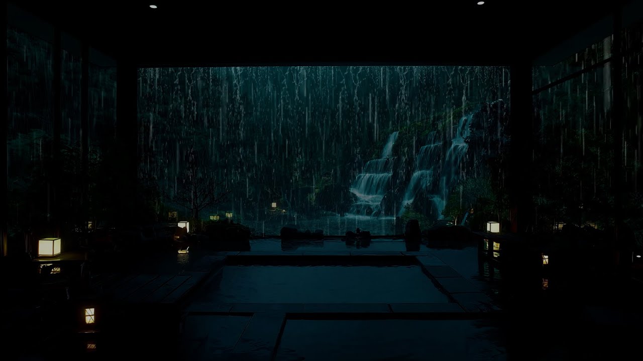 3 Hours Rain Sounds for Sleeping - Relaxing Waterfall Sounds & Heavy Rain Ambience for Deep Sleep