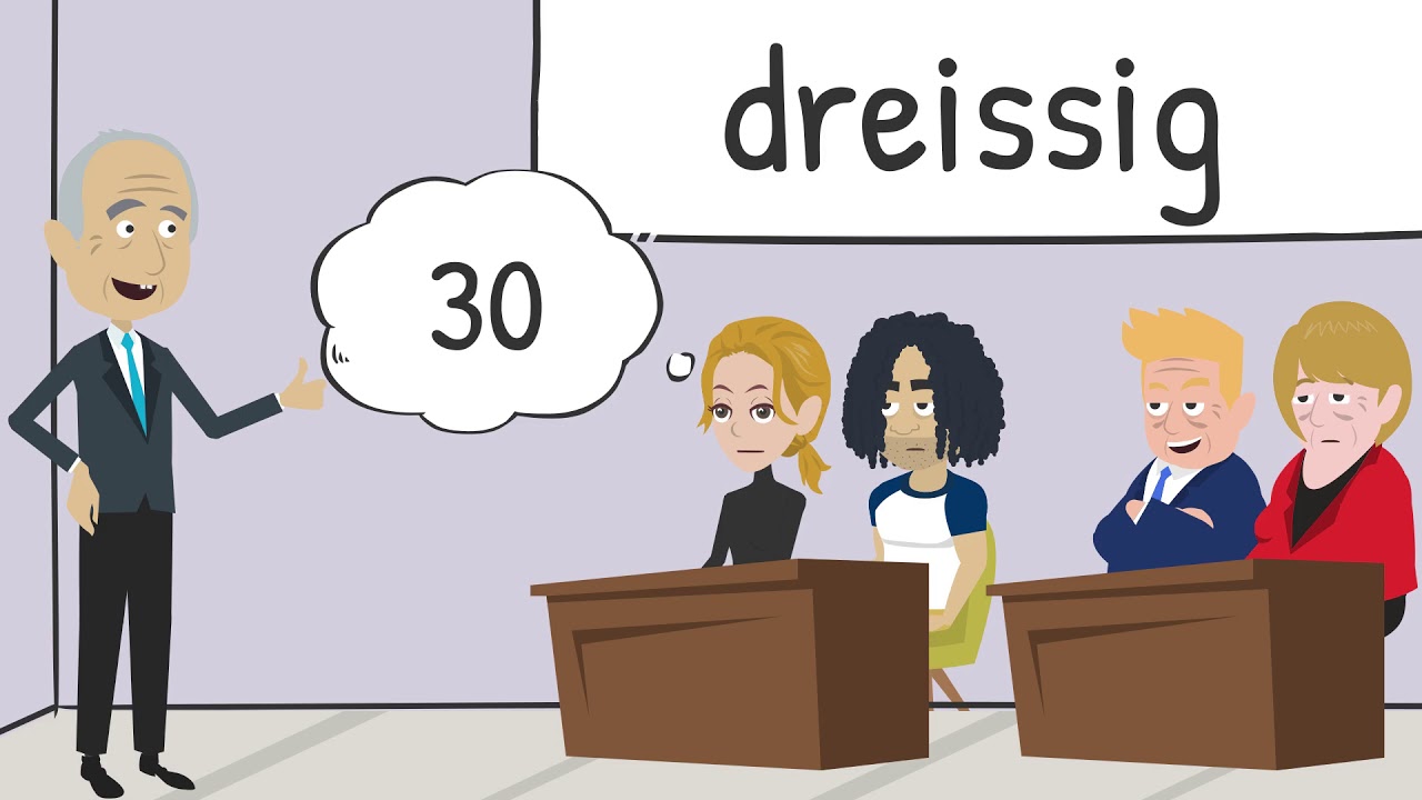 Deutsch lernen A1.1 / Die Zahlen von 20-100 / in der Pause / Was macht die Klasse von Herrn Weiss?
