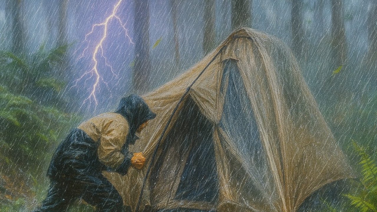 OMG‼️Caught in a Storm! Setting Up a Tent Under Extreme Rain⛈️ CAMPING IN HEAVY RAIN