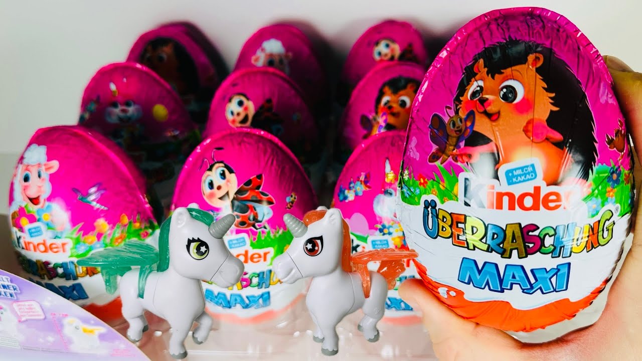 Kinder Maxi Pink Eggs EASTER OSTERN ПАСХА 2026 Unicorns, Einhörner. Киндер Maxi Единороги 