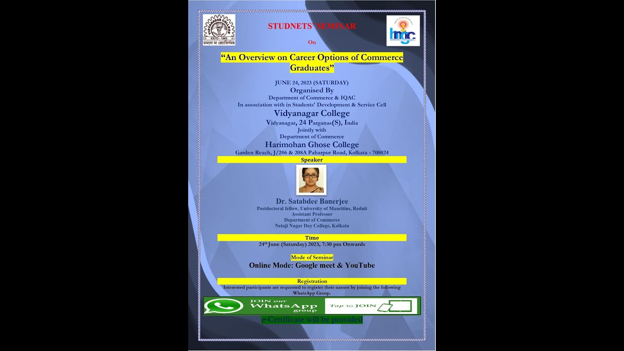 STUDNETS&rsquo; SEMINAR On &ldquo;An Overview on Career Options of Commerce Graduates&rdquo;