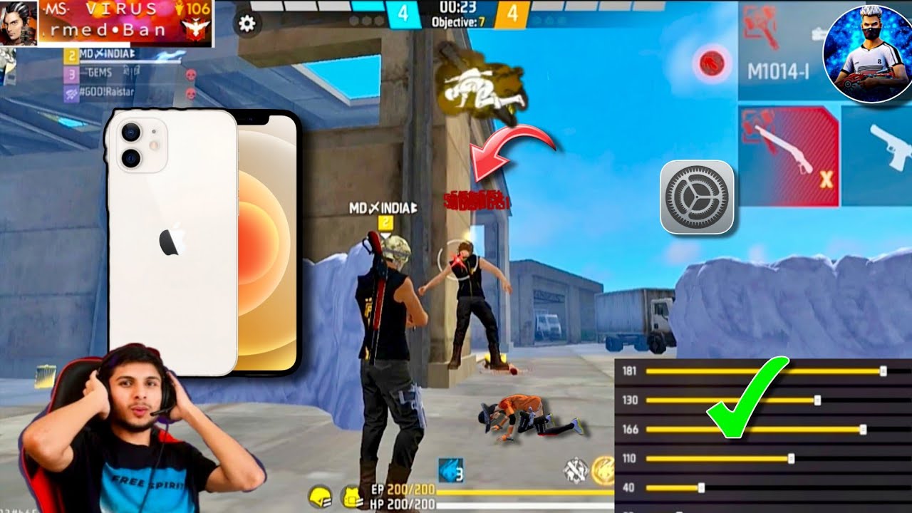 IPHONE 12  free fire sensitivity setting⚙️| IPHONE 12 free fire setting ⚙️ @NonstopGaming_ @BNLYT 