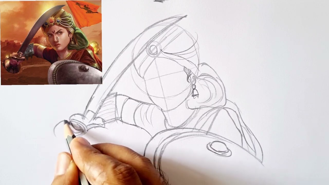Jhansi ki Rani Laxmi Bai Drawing // Independence day drawing // Freedom fighter drawing