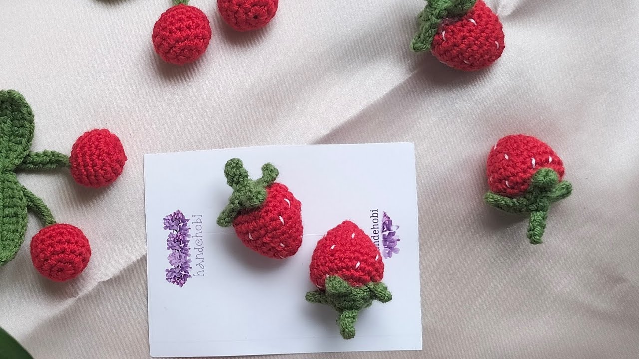 örgü çilek toka  yapımı  🍓🍓/ knitting strawberry buckle making🍓🍓