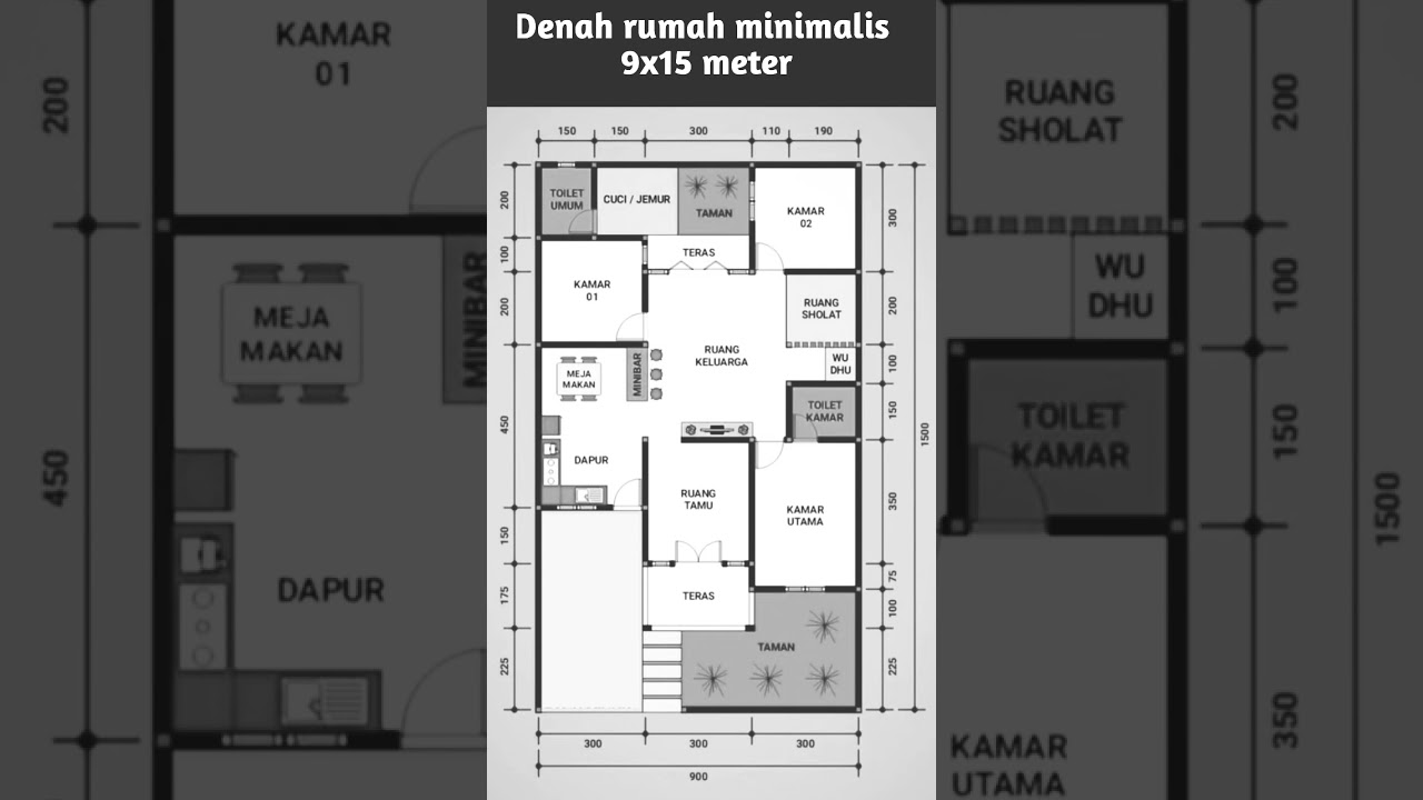 Denah rumah minimalis impianmu 9x15 meter, semoga bermanfaat #disainrumah #rumahminimalis