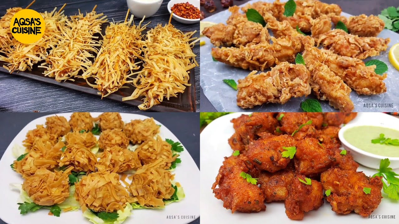 Iftar Recipes by Aqsa's Cuisine, Fried Chicken, Chicken Pakora, Thread Chicken, Iftar Menu, Ramadan 