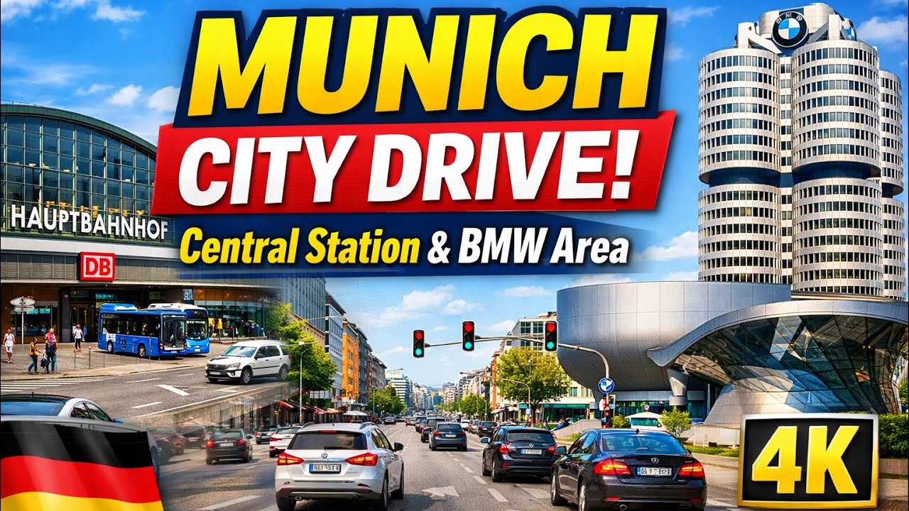Munich City Drive 🇩🇪 | Central Station & BMW Area (4K Real Traffic)