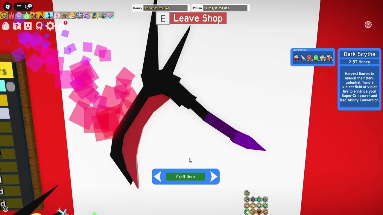 Finally getting the dark scythe in bee swarm.