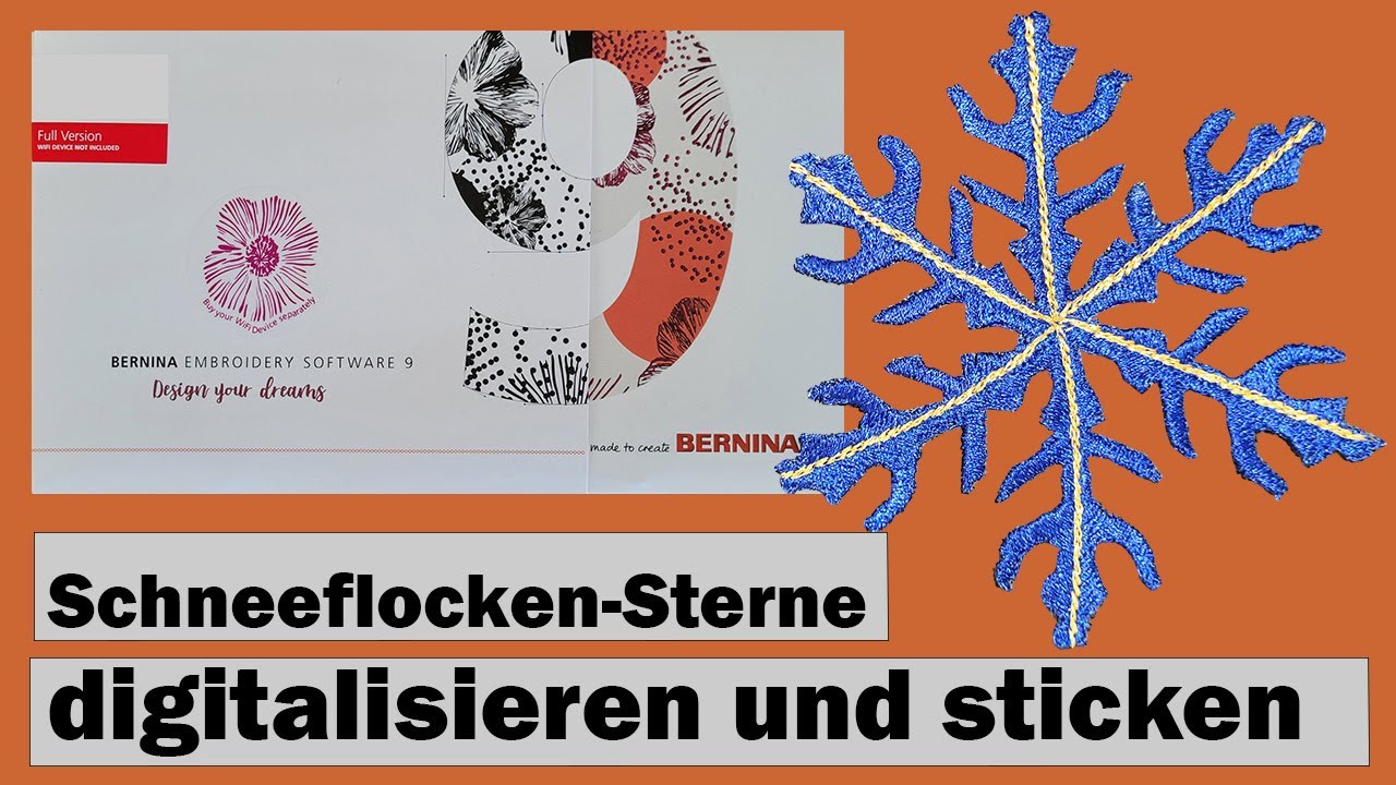 Sticken mit Vlies: Schneeflocke digitalisieren und umsetzen