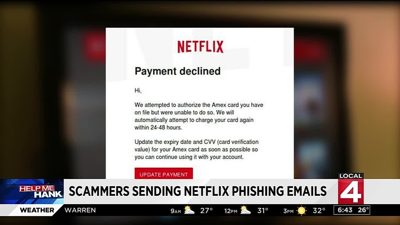 Scammers sending Netflix phishing emails