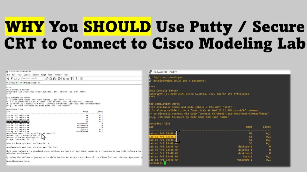Connect  to Cisco Modeling Lab Using Secure CRT and Putty