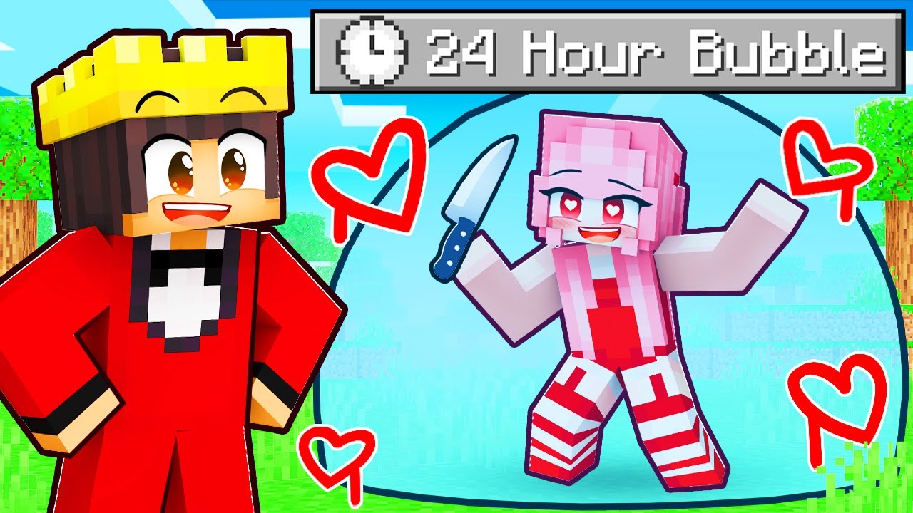 Locking CRAZY FAN GIRL in a 24 HOUR BUBBLE in Minecraft!