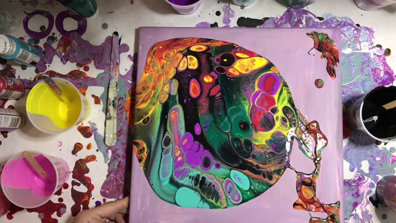 Seven color psychedelic acrylic pour | Baum Art