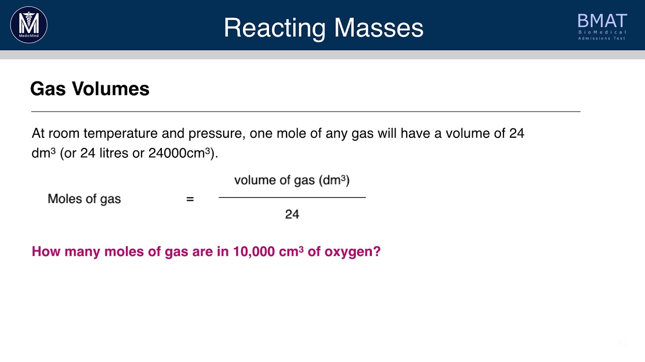 BMAT Section 2 Chemistry | Reacting Masses | Medic Mind
