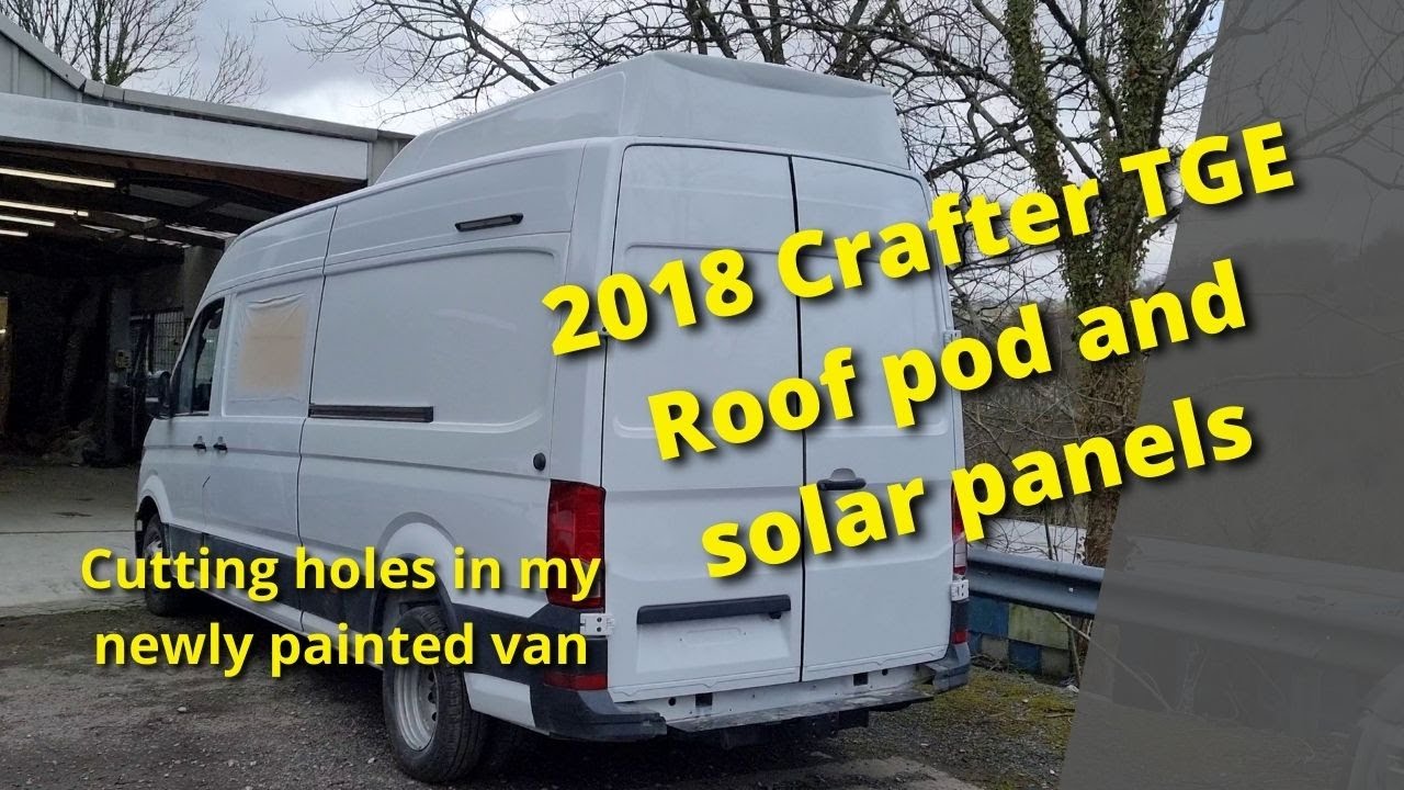 2018 VW Crafter MAN TGE camper van conversion, cutting holes and test fitting the extended roof pod