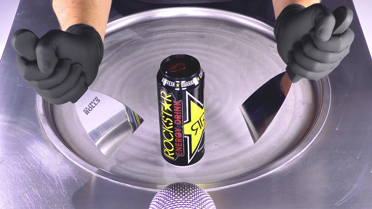 ASMR - Rockstar Energy Drink Ice Cream Rolls | how to make Energy Drinks to rolled fried Ice Cream
