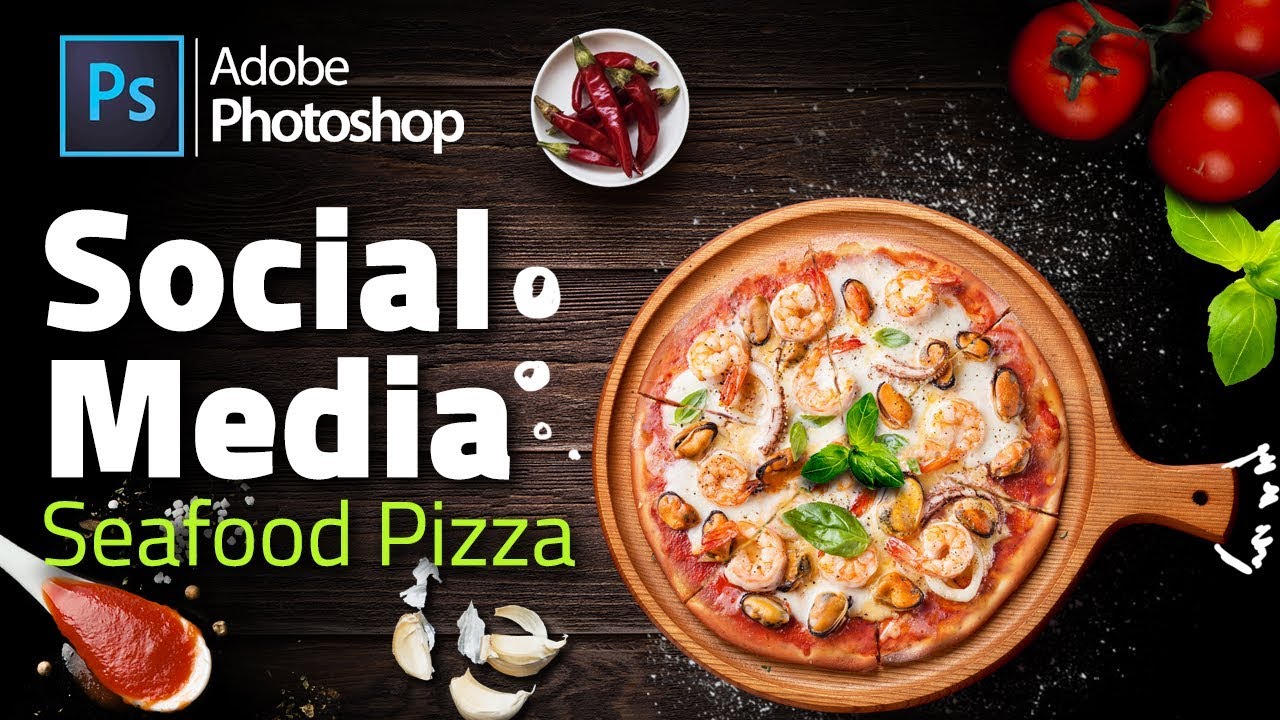 Photoshop cc | Social Media Design (Arabic) Seafood Pizza