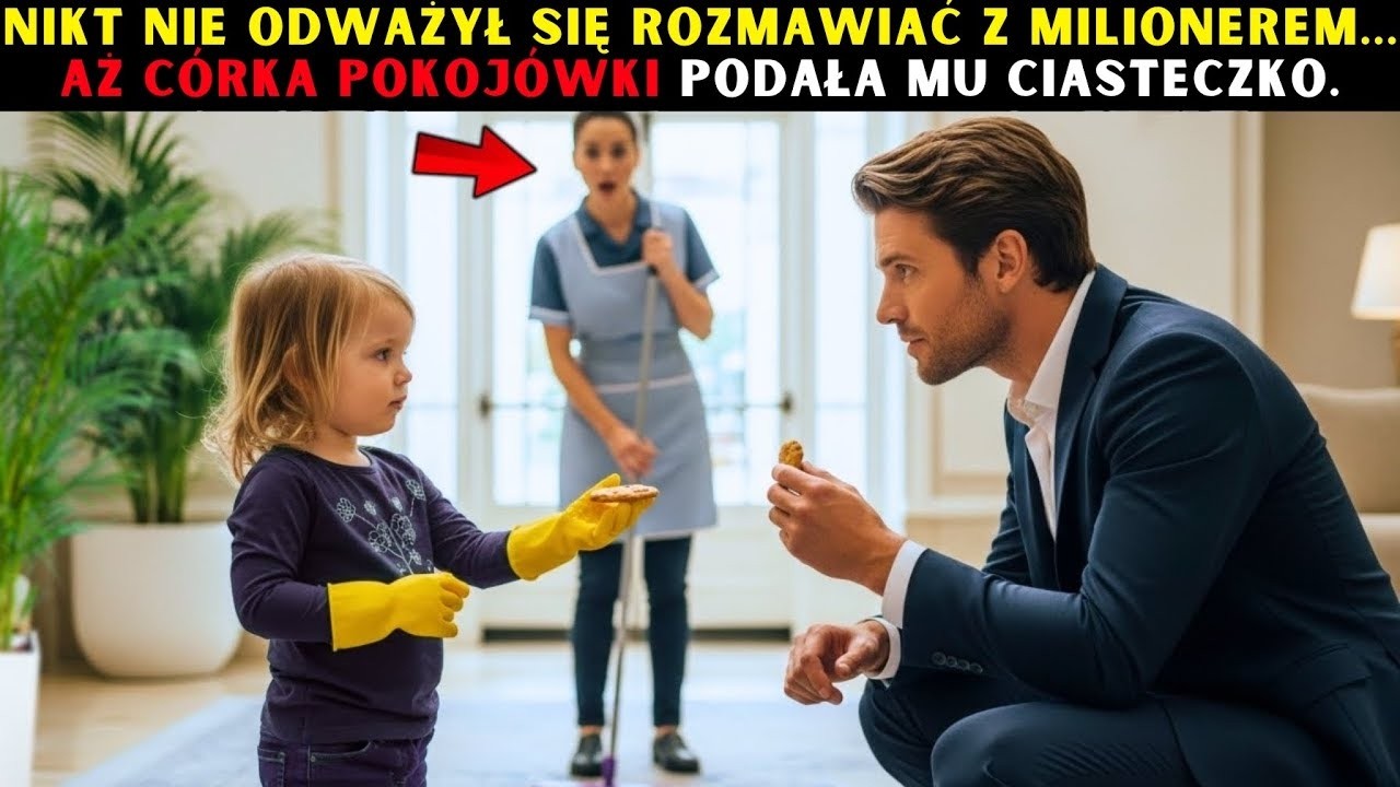 Nikt nie śmiał zagadać do milionera… aż córka pokojówki podała mu ciastko