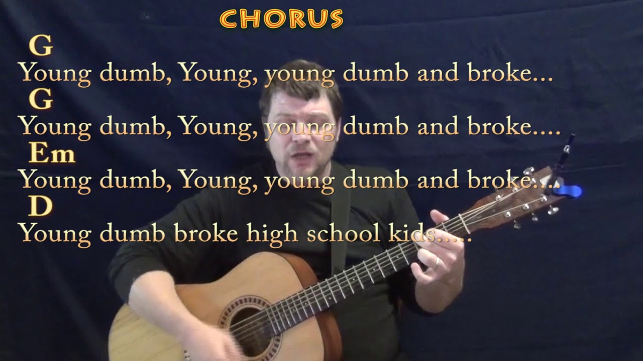 Young Dumb & Broke (Khalid) Guitar Cover Lesson in G with Chords/Lyrics - G Em D - Munson