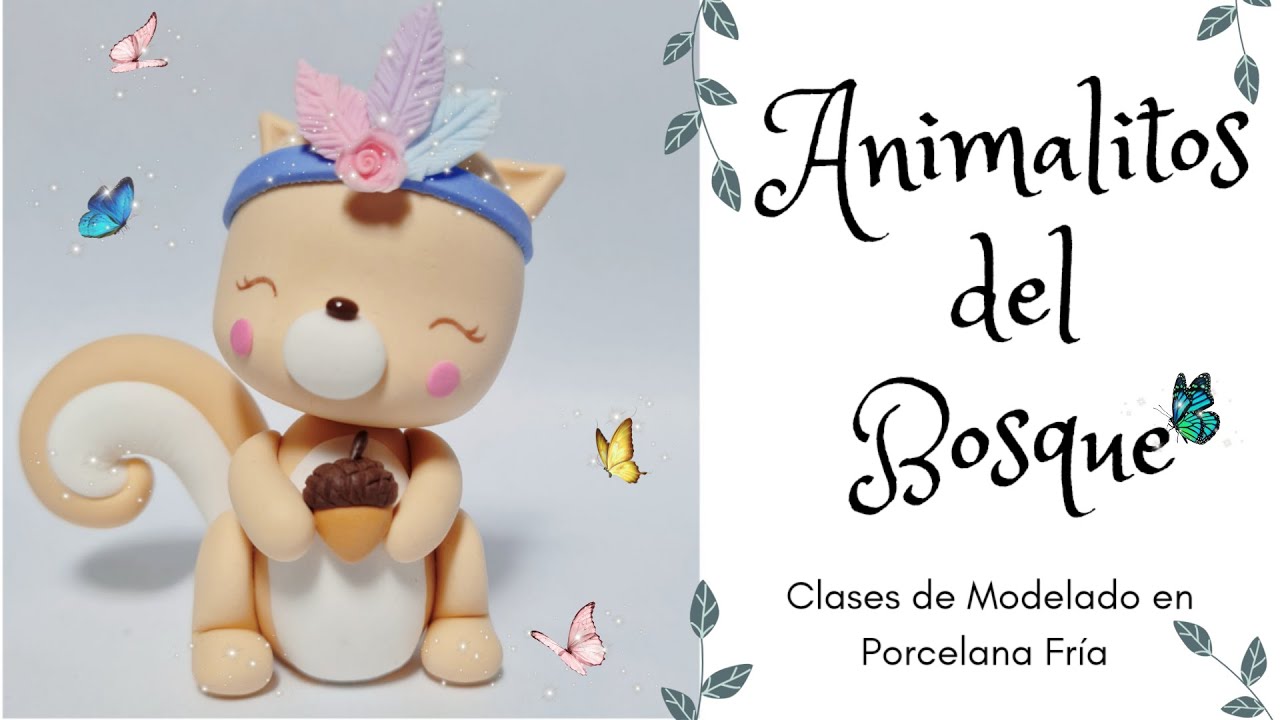 🍄🐿 ARDILLA  💚ANIMALES DEL BOSQUE💚 en PORCELANA FRÍA