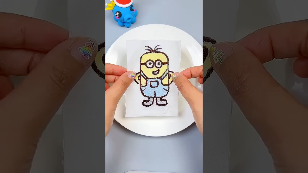 Easy Origami |Magical Water Magic Tissue Paper Painting 💗#origami #diy
