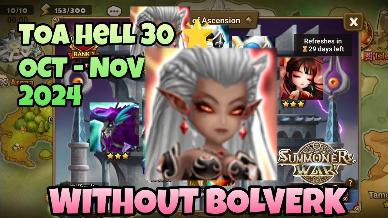 TOA HELL STAGE 10 LYRITH ATHAROS WITHOUT BOLVERK 3🌟, OCT - NOV 2024 [Summoners War : Sky Arena]