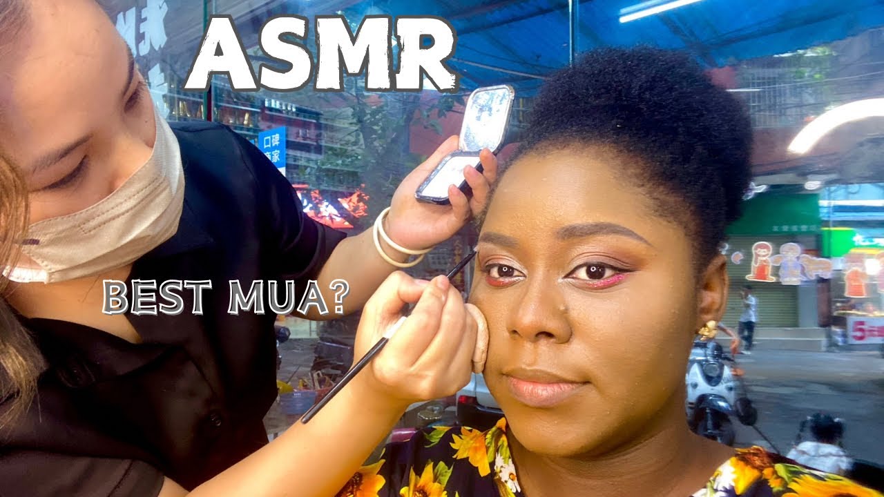 ASMR CHINESE MUA DOES MY MAKEUP IN 20 minutes🤣:BLACK GIRL GOT MAKEUP DONE IN CHINA 🇨🇳