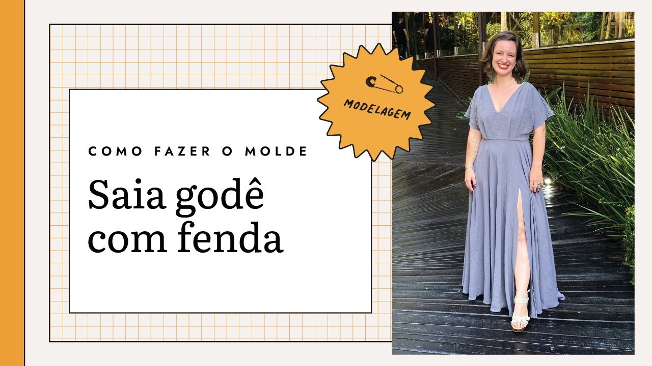 Molde de saia godê com fenda
