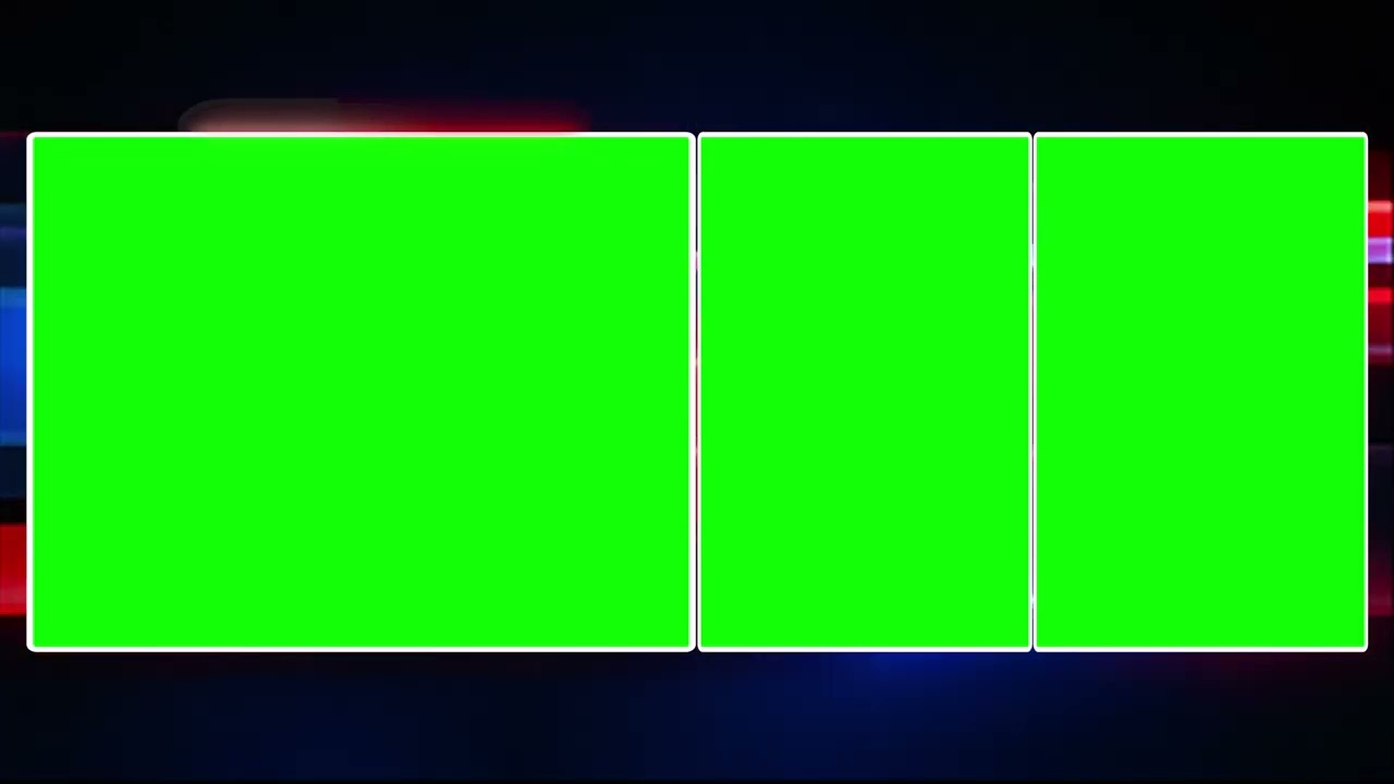 3-Box News Screen Layout | Large Visual + Anchor & Reporter Frames | Green Screen Chroma Key