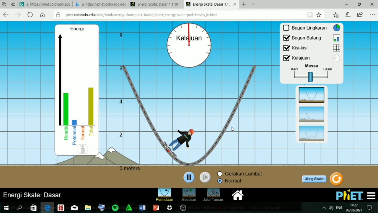 SIMULASI HUKUM KEKEKALAN ENERGI MEKANIK (PhET Simulation)