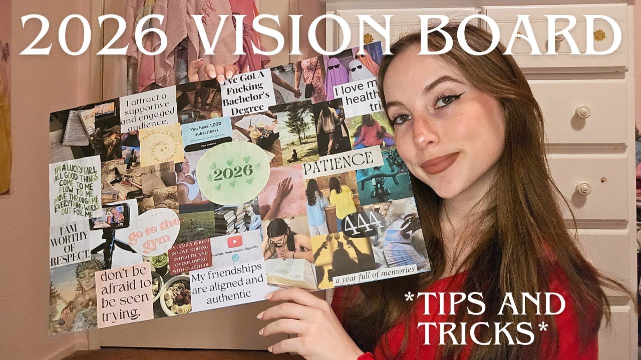 make my 2026 vision board with me 💛 tips on making the perfect one for you