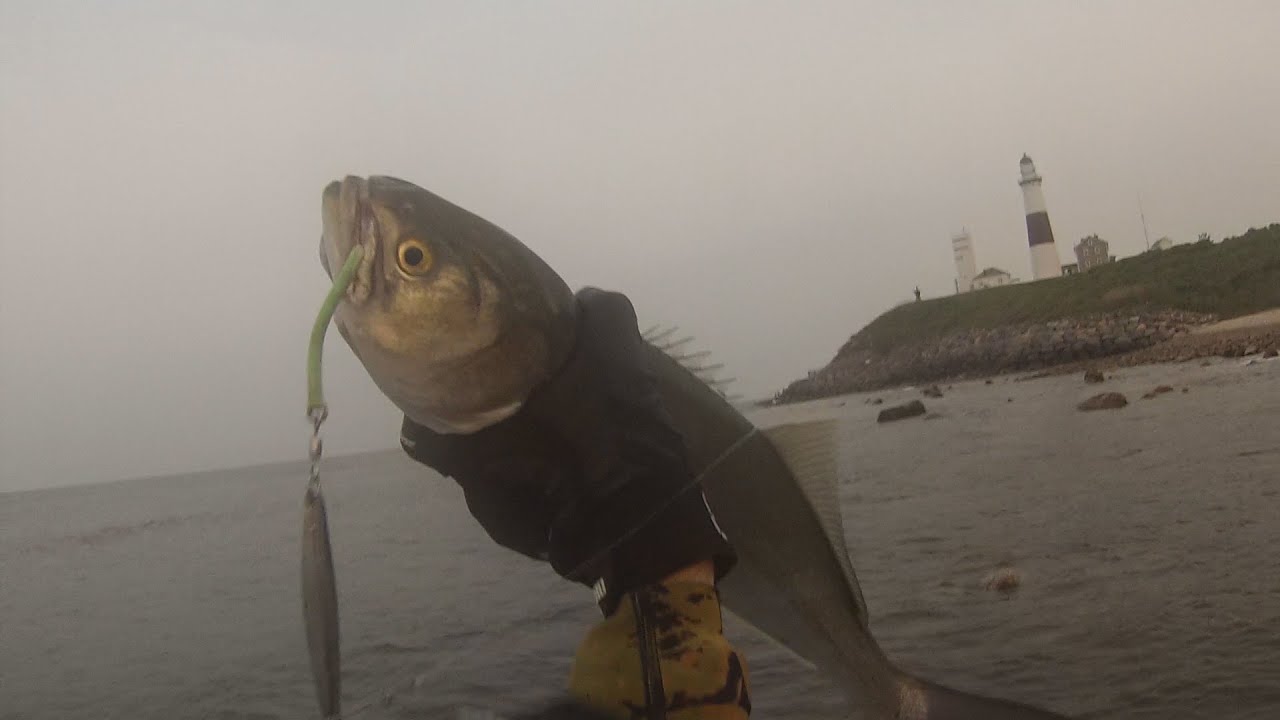 Surf Fishing Montauk Light House for Bluefish with Diamond Jigs and Hopkins Spoons