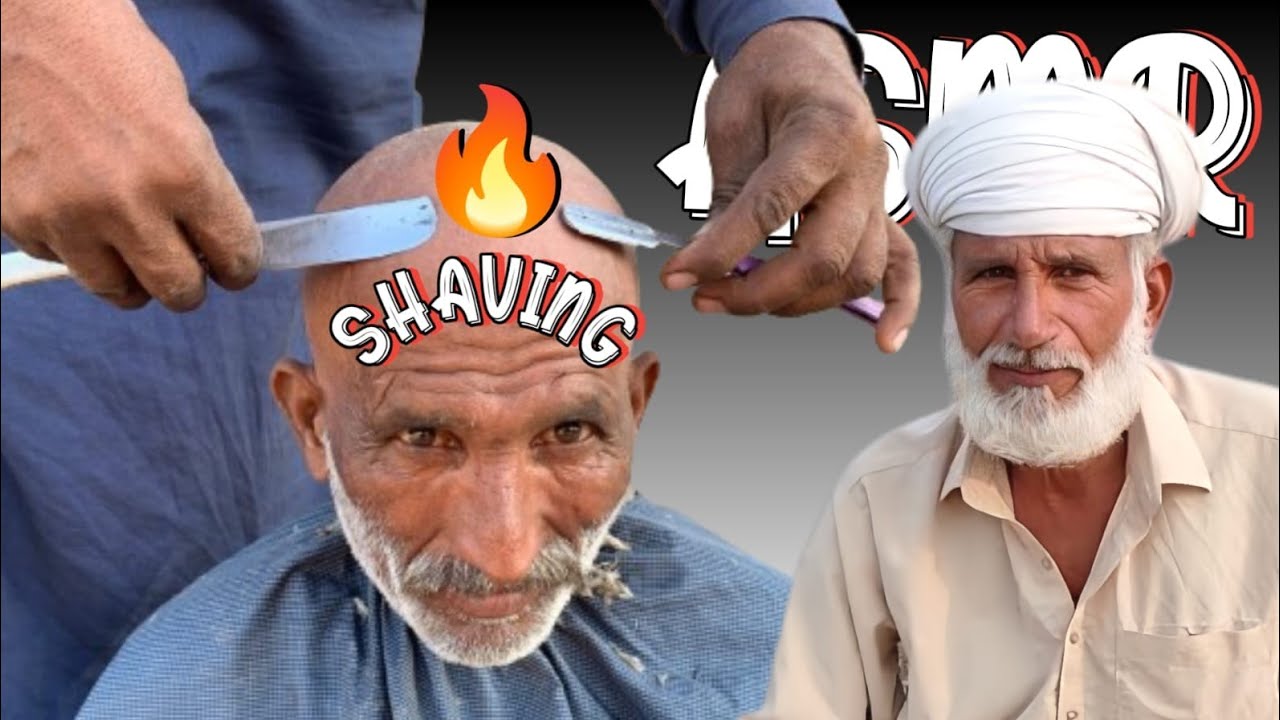 ASMR Old Man Full Head Shaving with Barber is 100 Year Old!!🤯[ASMR Amazing Video]