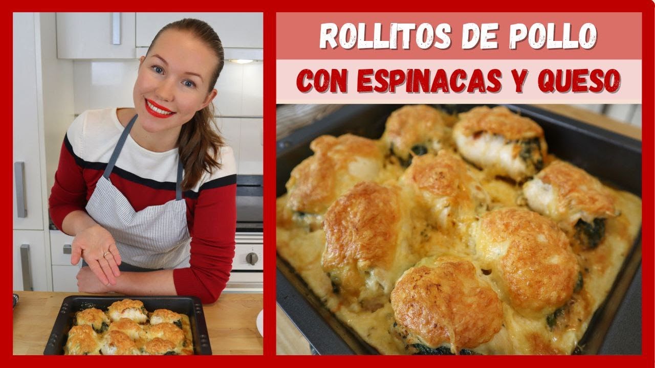 ROLLITOS de PECHUGA de POLLO RELLENA DE QUESO Y ESPINACAS AL HORNO | JUGOSAS, DELICIOSAS Y MUY FÁCIL